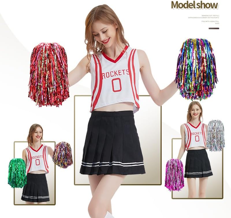AUMIDO 2Pcs Cheerleading Pom Poms - Pompoms Cheer for Boy Girl School Sports Dance Games Team Spirit Cheer - Image 2